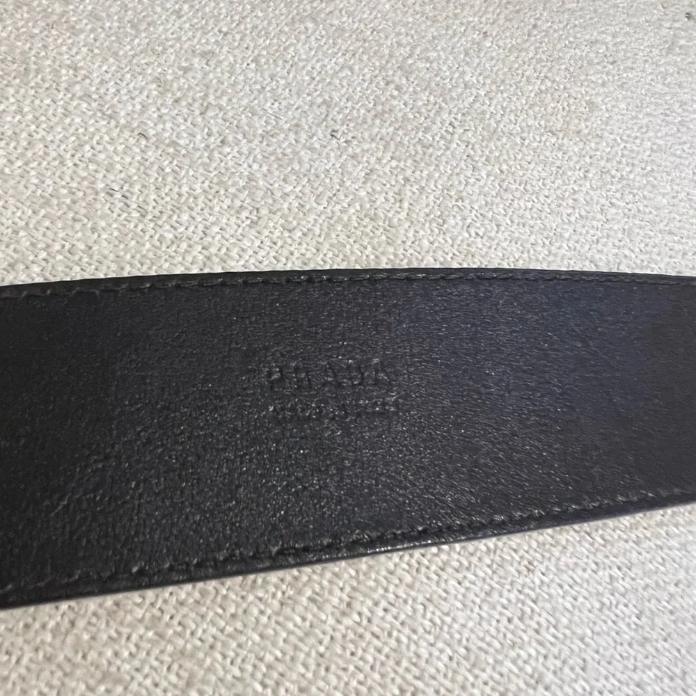 Prada Dark Brown Adjustable Leather Belt with Silver Buckle Logo Clasp - Picture 4 of 7